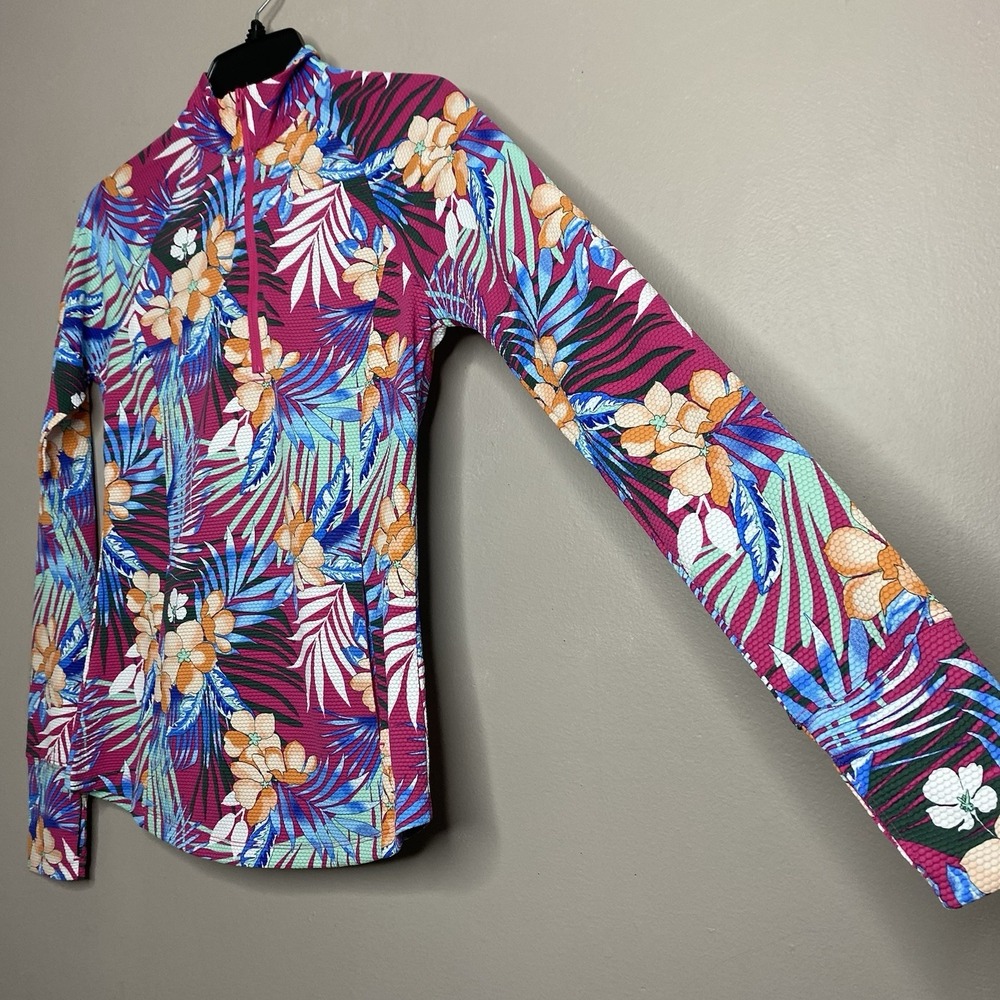 Tommy Bahama Women‎ Sz XS Golf  Tennis  Jacket Floral 1/4 Zip Long Sleeve UPF 50 - Picture 4 of 13